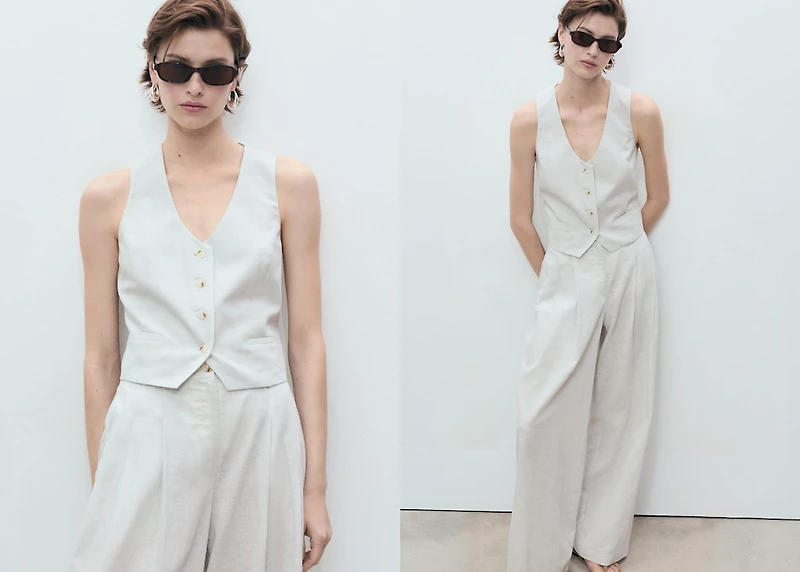 Linen-blend suit vest