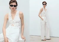 Embroidered cotton vest with bows