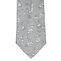 Tonal Floral Tie - Silver