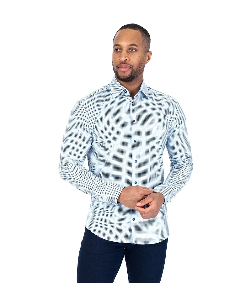 Performance Stretch Fancy Neat Dress Shirt - Green