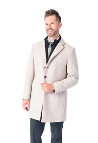 Wool 36" Double-Collar Twill Topcoat