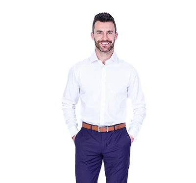 Cotton Satin Finish Solid Dress Shirt - White