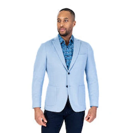 Textured 1/2 Lined Stretch Blazer - Light Blue