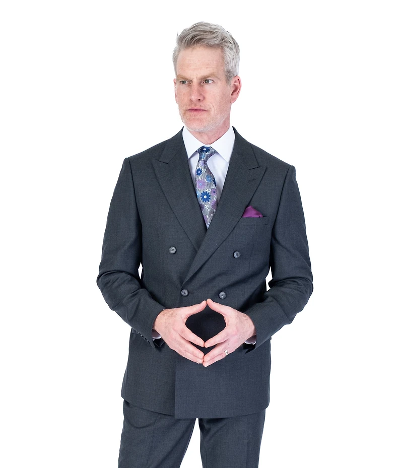 Double-Breasted X-Slim Solid Suit - Grey