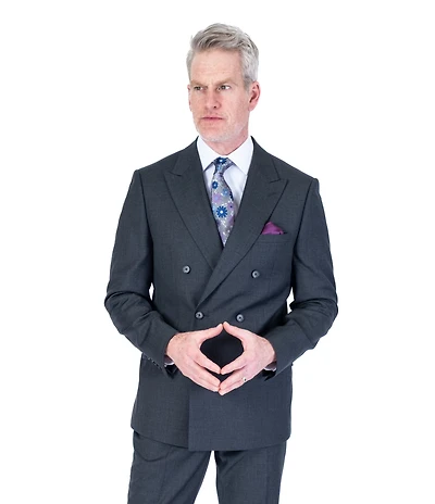 Double-Breasted X-Slim Solid Suit - Grey
