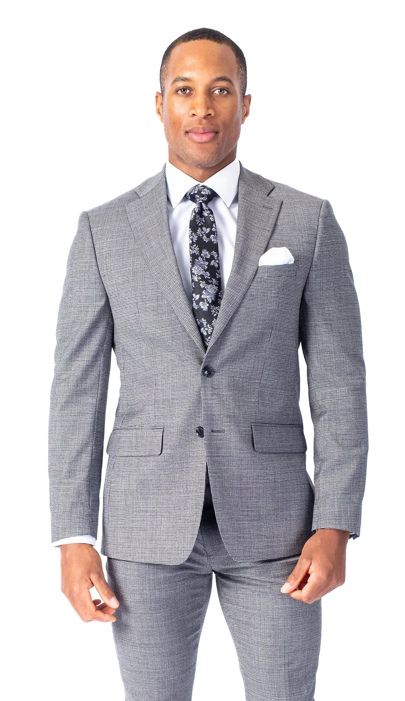 X-Slim Mini Houndstooth Suit - Black