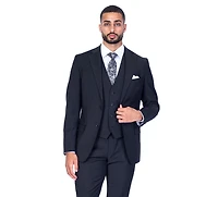X-Slim 3pc Solid Stretch Suit - Black