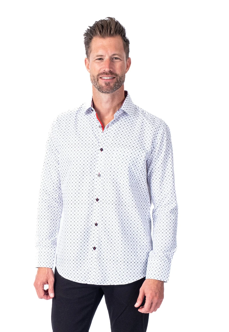 Geo Print "Mono" Shirt - White