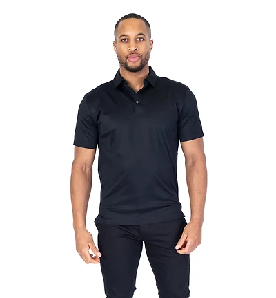 Textured Solid "Jax" Polo - Black
