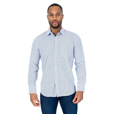 Circle Print "Julio" Shirt - White / Aqua