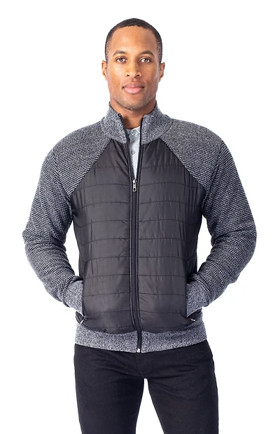 "Spence" Nylon / Knit Bomber - Charcoal