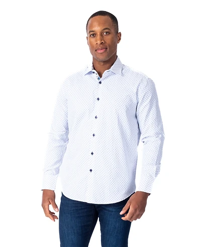 Modern Diamond Print "Blizzard" Sport Shirt - White