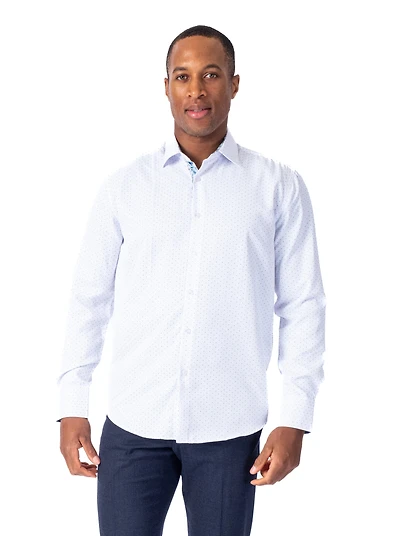 Modern Dot Print "Biscuit" Sport Shirt - Sky