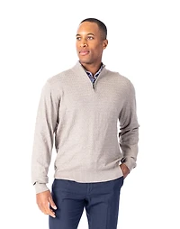 Half-Zip Tonal Mock Neck Sweater - Taupe