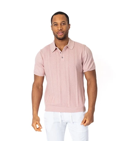 Light Knit Cotton Polo - Pink