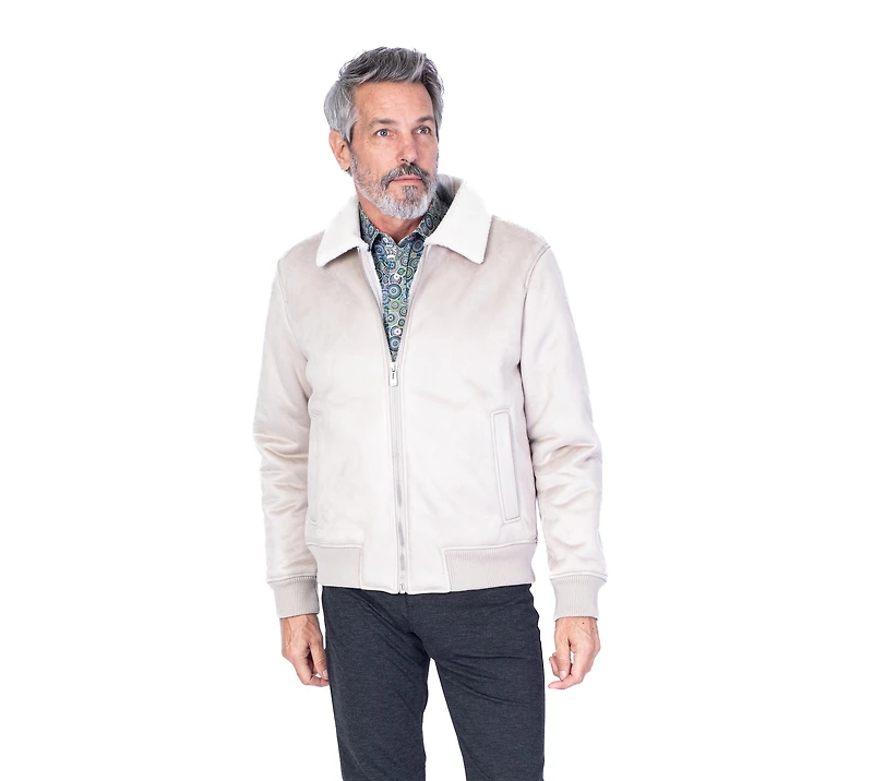 Sherpa Bomber Micro Suede - Beige
