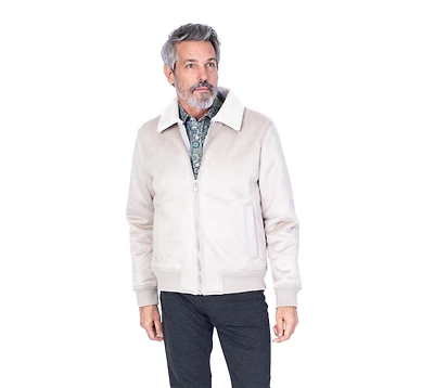 Sherpa Bomber Micro Suede - Beige