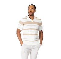 Stripe Cotton Knit Polo - Ivory