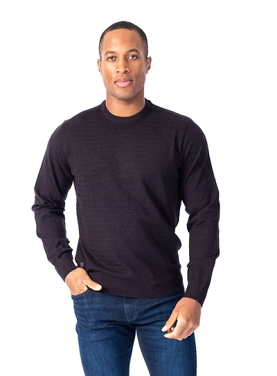Crew Neck Tonal Sweater - Black