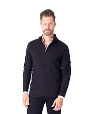 Half-Zip Tonal Mock Neck Sweater - Black