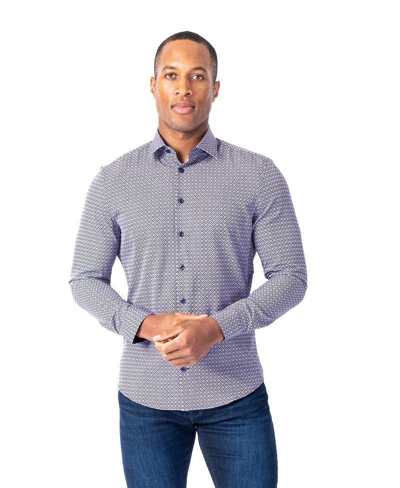 Micro/Stretch Circle Print Sport Shirt - Burgundy
