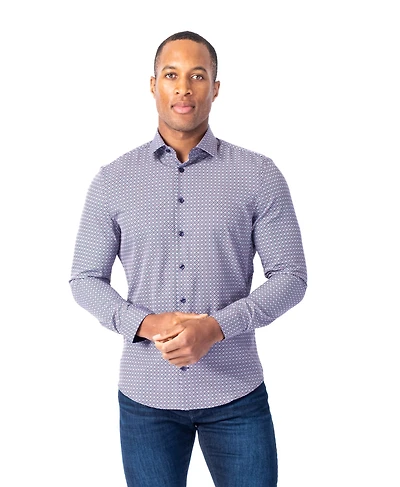 Micro/Stretch Circle Print Sport Shirt - Burgundy