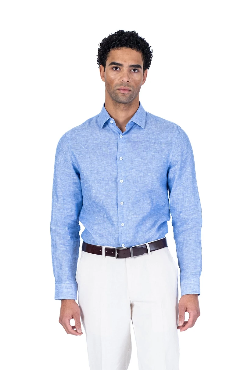 Long-Sleeve Linen / Cotton Sport Shirt