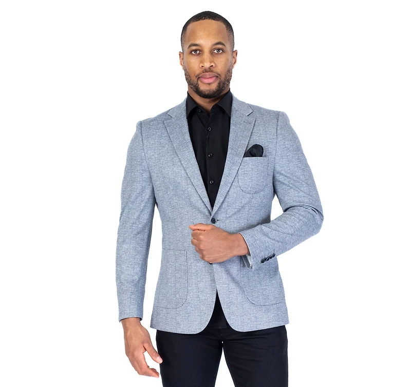 Plaid Patch Pocket Blazer - Light Grey