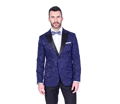 Tonal Paisley Tuxedo Blazer - Purple