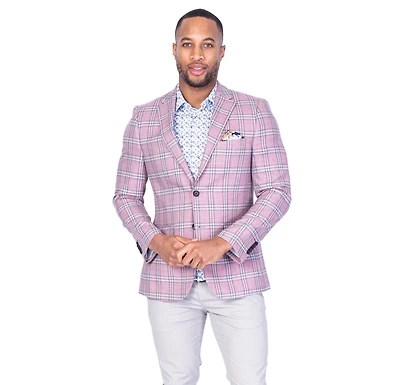 Window Pane Sports Jacket - Pink / Tan