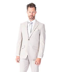 Extreme Slim Fit Wool/Poly Stretch Textured Suit - Sand