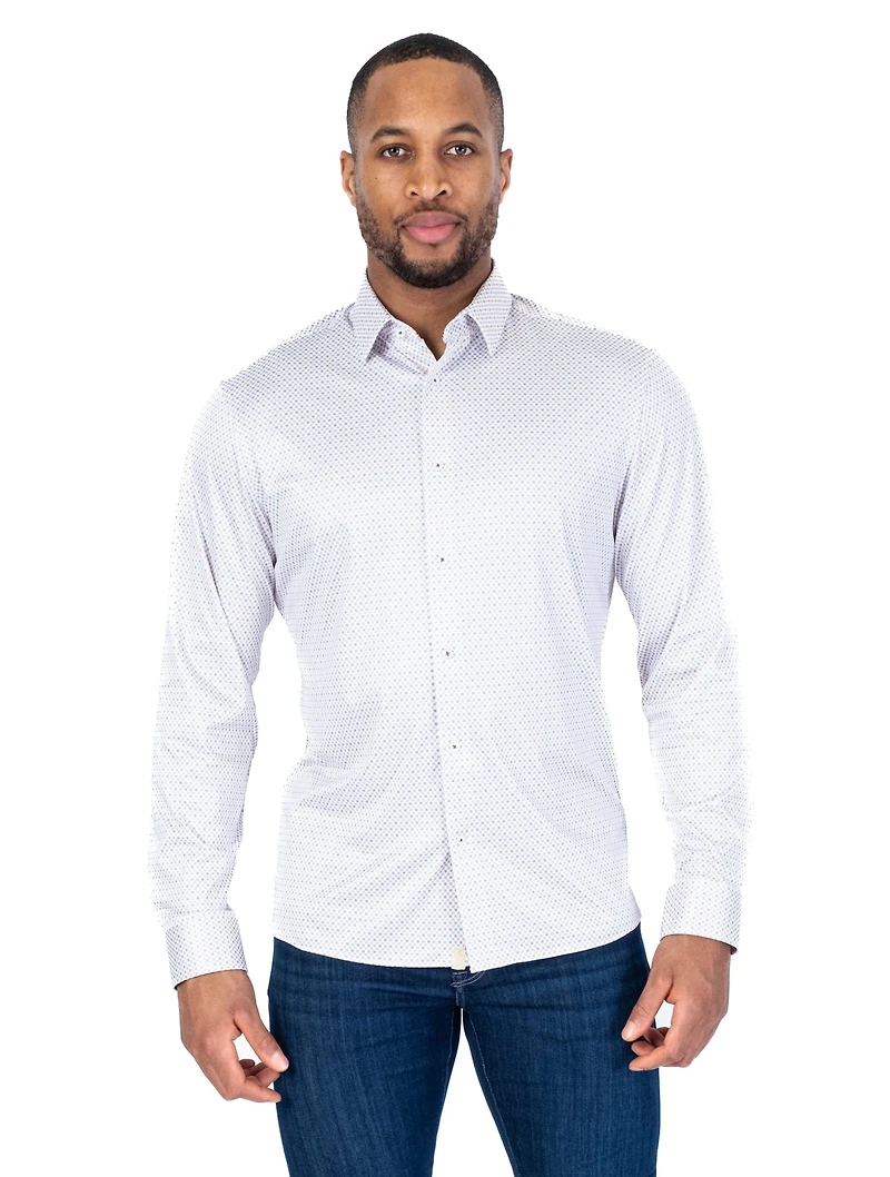 Cotton/Stretch Mini Floral Sport Shirt