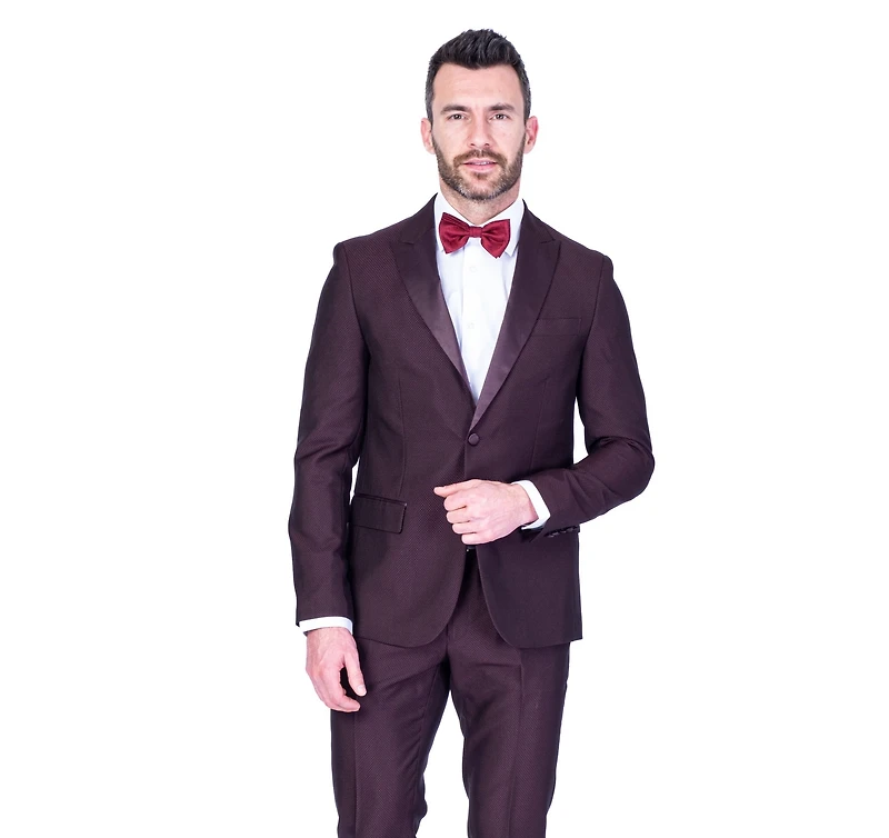 Tonal Textured Tuxedo - Burgundy