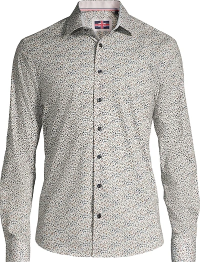 Cotton/Stretch Mini Floral Sport Shirt