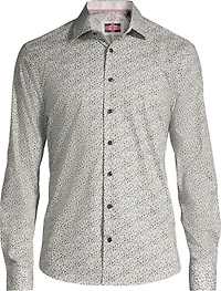 Cotton/Stretch Mini Floral Sport Shirt