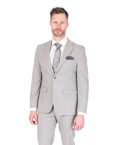 Extreme Slim Fit Pinstripe Suit - Sand