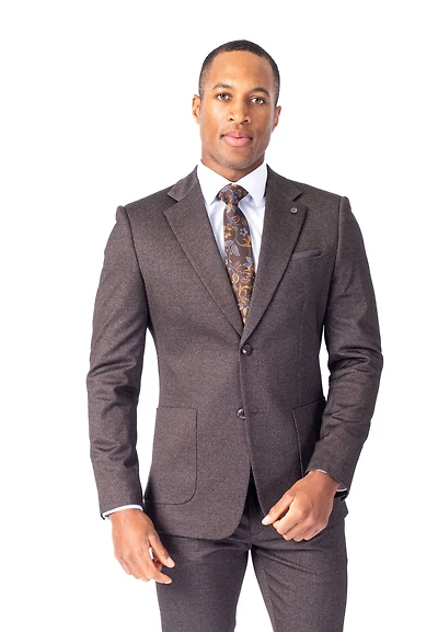 Modern Slim Fit Textured Knit Suit - Taupe