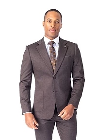 Modern Slim Fit Textured Knit Suit - Taupe