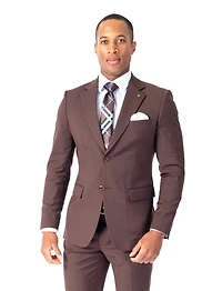 Modern Slim Fit Solid Suit - Brown