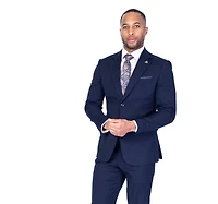 Modern Fit Solid Suit - Navy