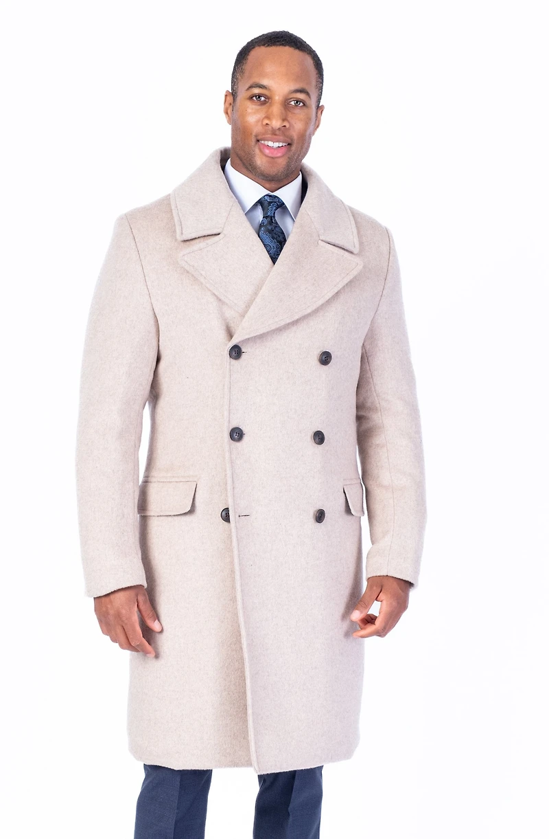 Wool & Cashmere Double-Breasted Topcoat - Oatmeal