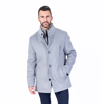 Wool & Cashmere Car Coat - Silver