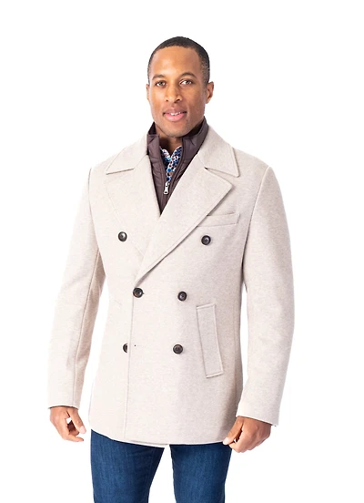 Wool / Stretch Zipout Peacoat - Oatmeal