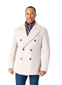 Wool / Stretch Zipout Peacoat - Oatmeal