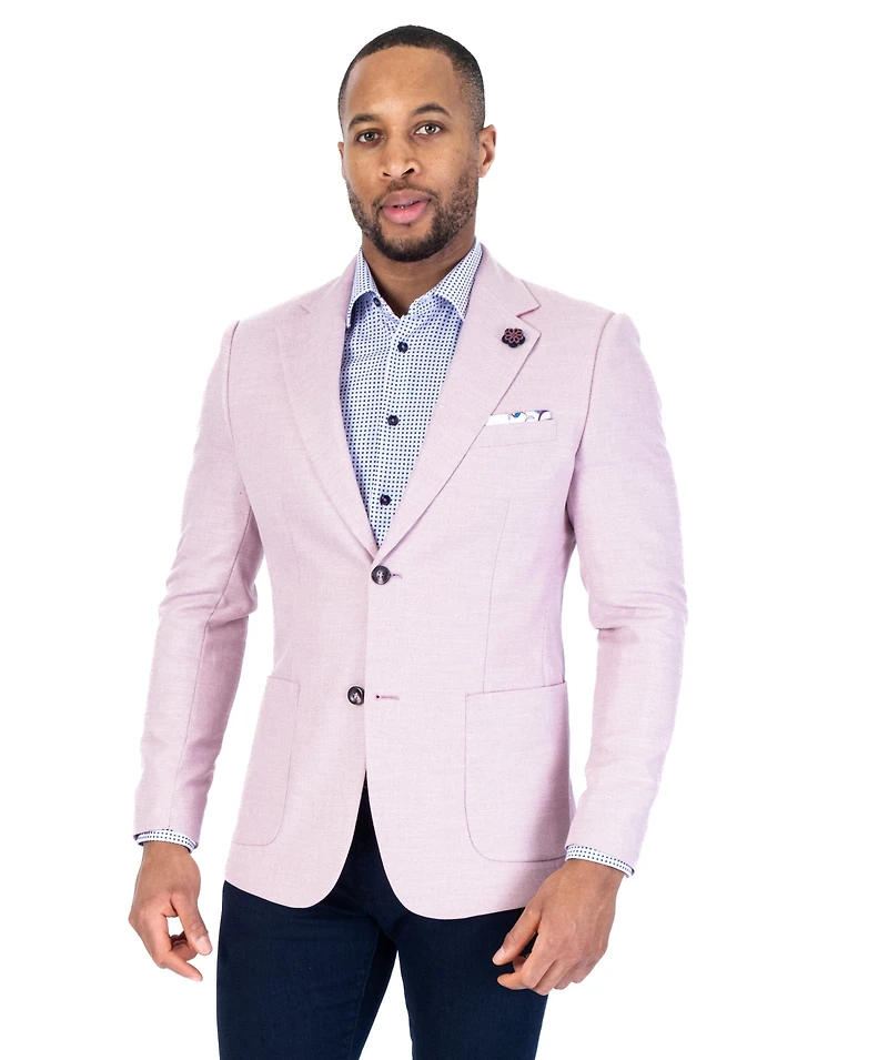 Textured Patch Pocket Blazer - Pink