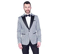 Tonal Paisley Tux w/ Solid Pant - Silver
