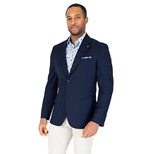 Solid Textured Patch Pocket Blazer - Navy