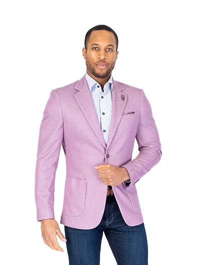 Textured Patch Pocket Blazer - Pink