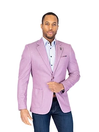 Textured Patch Pocket Blazer - Pink