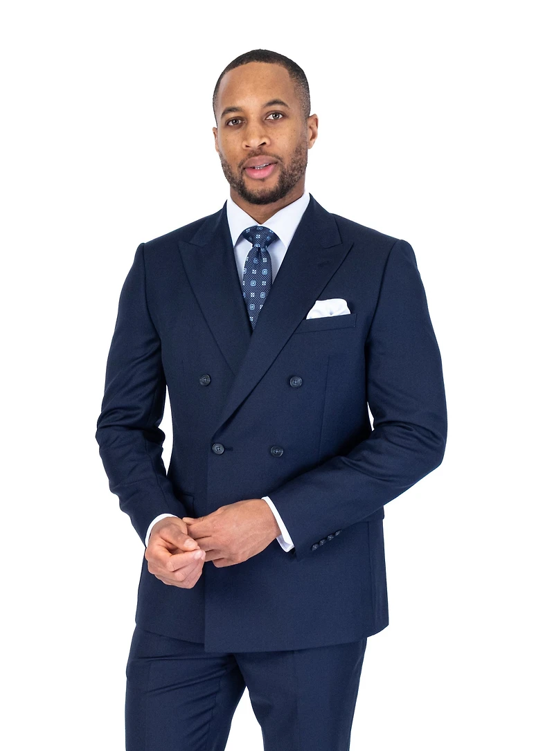 Double-Breasted X-Slim Solid Suit - Navy